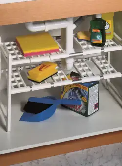 Etajera ajustabila cu doua rafturi, de pus sub chiuveta