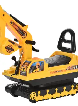 Excavator de jucarie pentru copii HOMCOM, 78x24x58,5cm, galben | Aosom RO