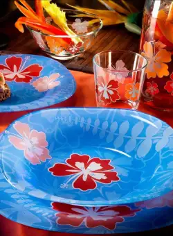 Farfurie desert sticla Bormioli Jungle Blue 21 cm