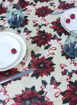 Fata de masa de Craciun - model vasc - flanel - 132 x 178 cm