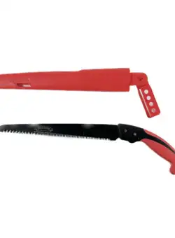 Fierastrau drept negru cu maner rosu si teaca rosie, Micul Fermier, gf-1870