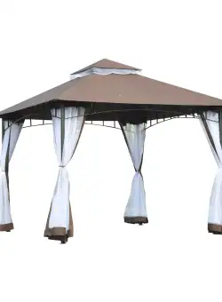 Foisor de Gradina Outsunny cu Acoperis, Plasa de Tantari 2 Nivele, Poliester| Aosom Romania