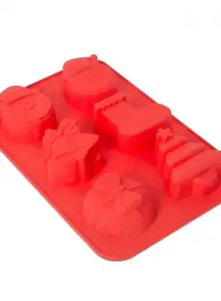 Forma de copt din silicon - motive de Craciun - 25,5 x 16,5 x 3 cm