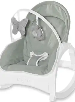 Fotoliu balansoar Lorelli Alex Frosty Green Stars, cu masuta, vibratii si muzica, Verde