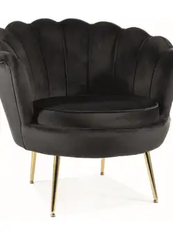 Fotoliu Camellia 1 velvet negru Blu19/auriu