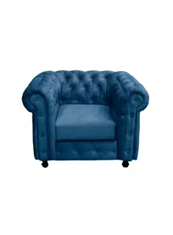 Fotoliu CHESTERFIELD cu arcuri, albastru, 105x90x80 cm