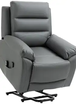 Fotoliu cu inclinare electric pentru persoanele in varsta, din piele PU, cu masaj cu vibratii, buzunare laterale, gri HOMCOM | Aosom RO