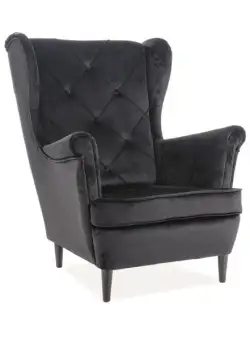 Fotoliu Lady velvet negru Blu19/wenge