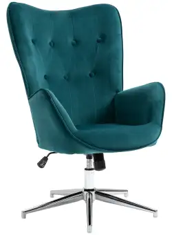 Fotoliu Pivotant HOMCOM pentru Birou și Living, Catifea Albastră, Reglabil, cu Cotiere, Confortabil | Aosom Romania