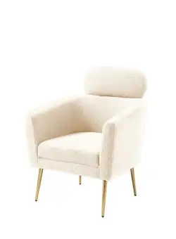 Fotoliu plusat Melisa crem/gold - H96 cm