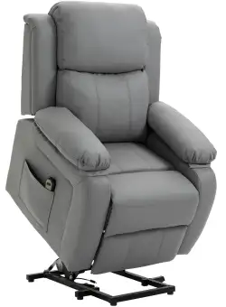 Fotoliu Relax Rabatabil la 160° HOMCOM, Electric cu Functie de Ridicare cu Suport pentru Picioare si Telecomanda, imitatie de Piele, Gri | Aosom RO
