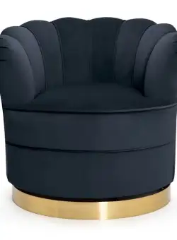 Fotoliu Sisi catifea rotativ bleumarin/auriu H76 cm
