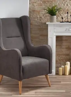 Fotoliu tapitat Chester gri inchis – H 114 cm