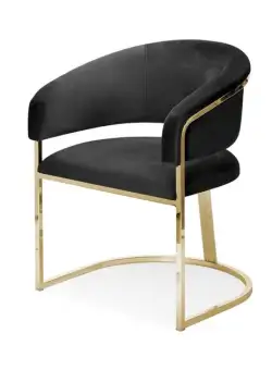 Fotoliu tapitat Marcille negru/gold – H79 cm