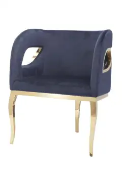 Fotoliu tapitat Morello bleumarin/gold – H78 cm