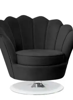 Fotoliu tapitat Muszelka negru rotativ – H82 cm