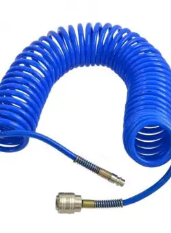 Furtun aer comprimat spiralat cu cupla rapida Troy 18608, 7.5 m, 5 mm