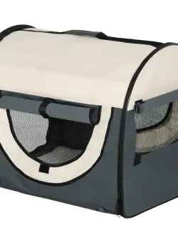 Geantă Transport Câini Pliabilă PawHut, Confortabilă și Spațioasă, Gri, 61x46x51cm | Aosom Romania