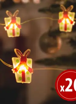 Ghirlanda cu lumini LED - forma de cadou - 2,2 metri - 20 LED - alb cald - 2 x AA
