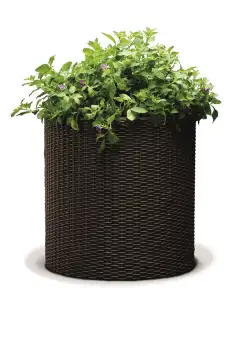 Ghiveci cilindric imitatie ratan maro Keter Cylinder M 18 L