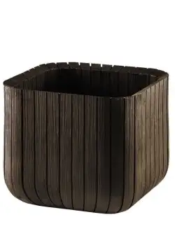 Ghiveci patrat maro imitatie lemn fara farfurie Keter Cube L