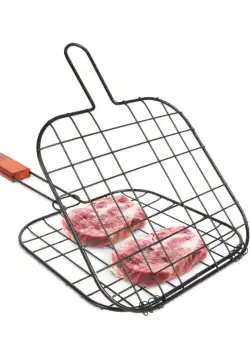 Gratar pentru carne - cu maner din lemn