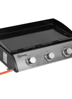 Gratar Plita pe Gaz Outsunny, 3 Arzatoare, Otel Inoxidabil, 9kW, Antiaderent| Aosom RO