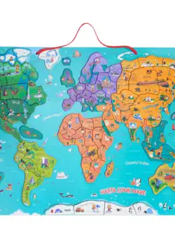 Harta lumii mare - puzzle magnetic (lb.romana)