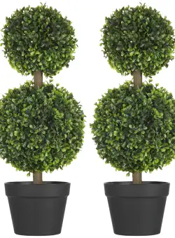 HOMCOM Arbore Buxus Artificial Sferic în Ghiveci 60 cm, Verde, Decorativ pentru Interior/Exterior, Rezistent la UV | Aosom Romania
