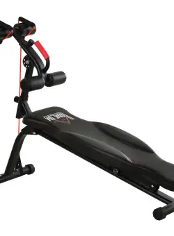 HOMCOM Bancă pentru Abdomene Pliabilă, Suport Picior Reglabil, Antrenament Musculare, 45x150x77-85cm, Negru, Roșu | Aosom Romania