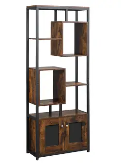 HOMCOM biblioteca stil industrial, 70x30x180cm, maro | AOSOM RO