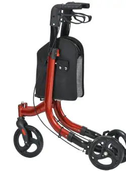 HOMCOM Cadru Pliabil cu Rotile cu 3 Roti, Inaltime Reglabila, cu Roti de 8 inch, Sac de Depozitare si Frane, Tri Cadru pentru Persoanele in Varsta