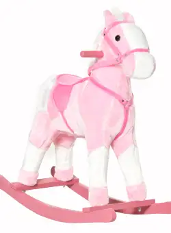 HOMCOM calut tip balansoar, leagan pentru copii, jucarie moale 74x28x65 cm, roz | AOSOM RO