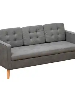 HOMCOM Canapea 3 Locuri Moderna din Tesatura Gri cu Compartiment de Depozitare