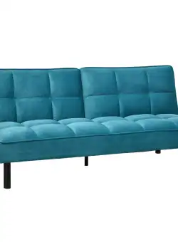 HOMCOM Canapea extensibila cu scaun captusit, canapea cu 3 locuri , canapea cu efect de catifea, verde, Lemn, otel