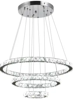 HOMCOM Candelabru de Cristal cu Suspendare cu 3 Inele Reglabile, Lustra cu Lumini tip LED, Plafoniera De Cristal Ф60x110cm | AOSOM RO