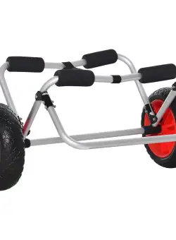 HOMCOM Cărucior Pliabil pentru Plajă, Transport Caiac/Canoe, Aluminiu, Protecții NBR, 70x40x42cm, Multicolor | Aosom Romania