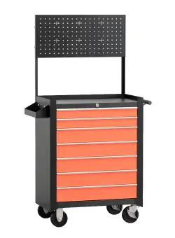 HomCom Cărucior scule pentru Atelier cu Sertar Negru și Portocaliu 61.5 x 33 x 76cm