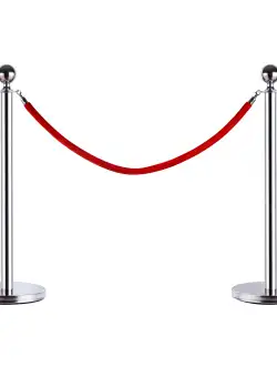 HOMCOM Coloană Separatoare cu Bandă Roșie, Oțel Inoxidabil, Ф32x95 cm, Argintiu | Aosom Romania