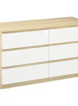 HOMCOM Comoda cu Sertare, Unitate de Organizare a Depozitarii cu 6 Sertare pentru Dormitor, Camera de Zi, Alb