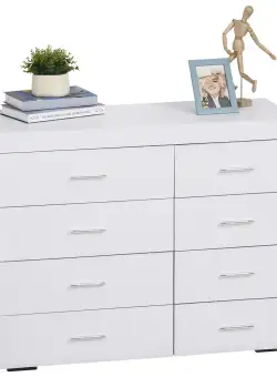 HOMCOM Comodă Elegantă pentru Acasă și Birou, Design Modern, în Lemn Alb, 90x35x73 cm, Spațiu Amplu de Depozitare | Aosom Romania