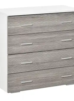 HOMCOM Comodă Modernă cu 4 Sertare, Manere din Aluminiu, Structură din Lemn, 76x35x72 cm, Alb și Gri | Aosom Romania