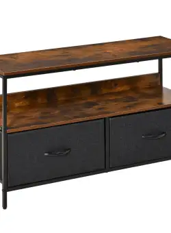 HOMCOM comoda TV stil industrial 98x29x56cm, maro si negru | AOSOM RO