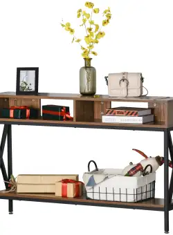 HOMCOM consola cu 3 etajere, in stil industrial, 120x23.5x75 cm | AOSOM RO