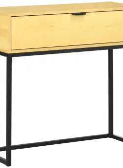 HOMCOM Consolă pentru Hol cu Sertar, Masă din Lemn cu Picioare din Oțel, 80x30x76cm, Design Modern, Lemn și Negru | Aosom Romania
