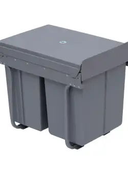 HOMCOM Cos de Gunoi Ecologic cu 3 Containere Separate Capacitate Total 40L, Gri 48x34.2x41.8cm