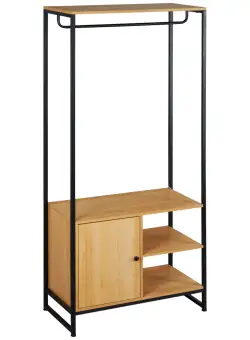 HOMCOM Cuier Industrial cu Suport pentru Haine, Rafturi Deschise și Dulap Închis, Design Modern, Metal și Lemn | Aosom Romania