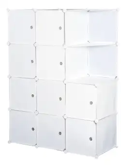HOMCOM Dulap Garderobă Modular din 10 Cuburi, Organizare Eficientă, 111x47x145 cm, Alb | Aosom Romania