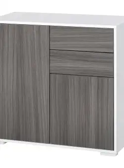 HOMCOM Dulap Multiuz cu 2 Sertare și 2 Compartimente cu Ușă, Sistem Deschidere Prin Apăsare, Design Modern | Aosom Romania