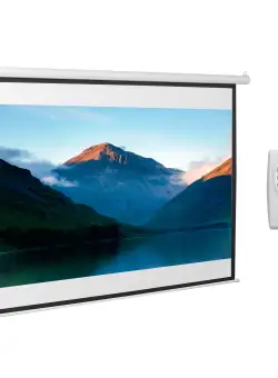 HOMCOM Ecran Proiecție Motorizat 100 Inch, Ideal pentru Home Cinema, Fabricat din Plasă, Plastic, Metal, 203x152 cm, Design Modern | Aosom Romania